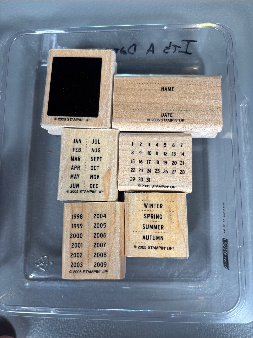 Stampin’ Up! It’s a Date 2005 Set of 6 Wood Mount Rubber Stamps Retired